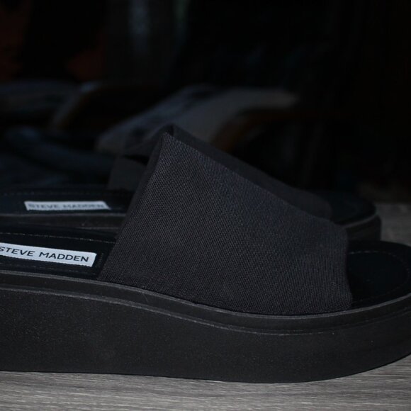 Steve Madden GIMMEE Black Platform Sandal SZ 8 Worn 1x - Picture 5 of 9